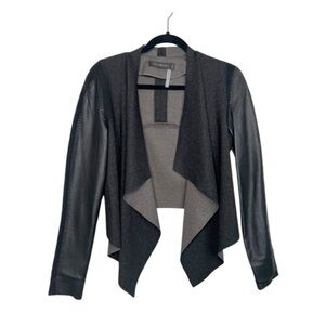 STELLA & JAMIE leather and crochet sleeve black Jacket